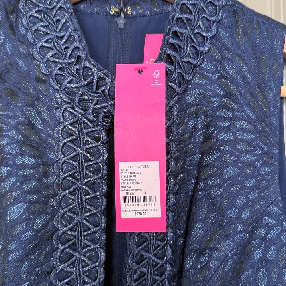 Lilly Pulitzer Franci Sleeveless Mini Dress in True Navy Jacquard | NWT Size 4 - Picture 10 of 14
